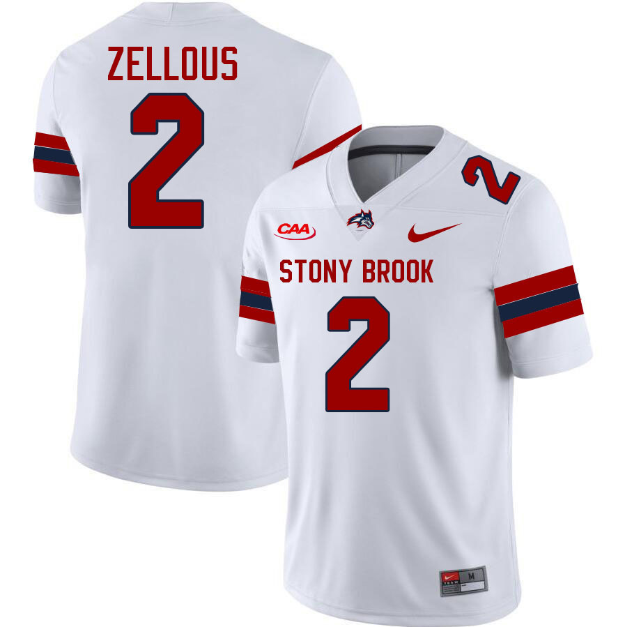Stony Brook Seawolves #2 Chris Zellous College Football Jerseys,Uniforms-White